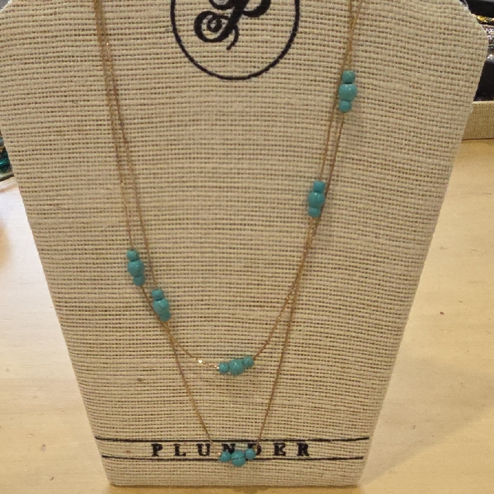 Plunder Gold Necklace with Blue Accents